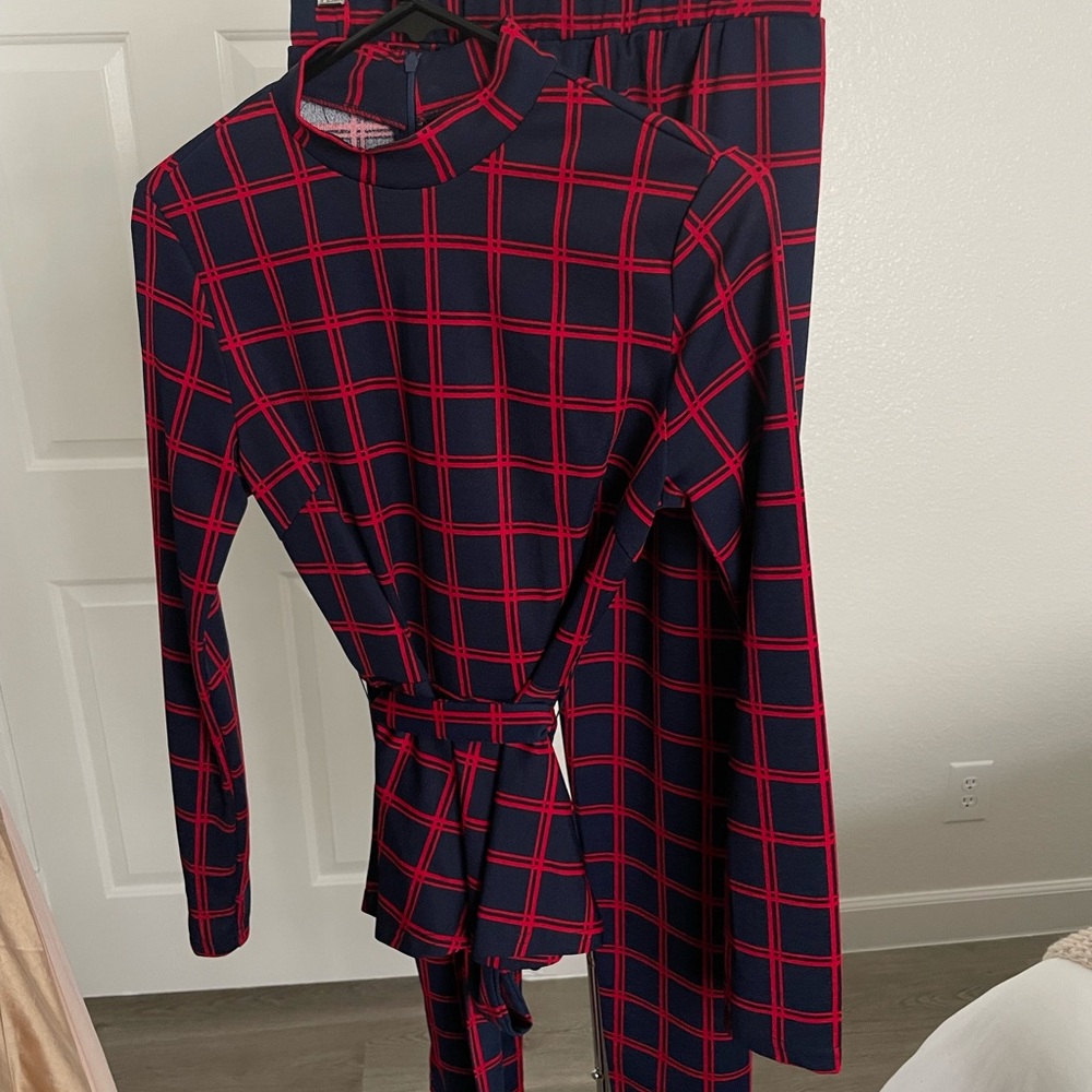 SHEIN Red and Black Plaid Apparel